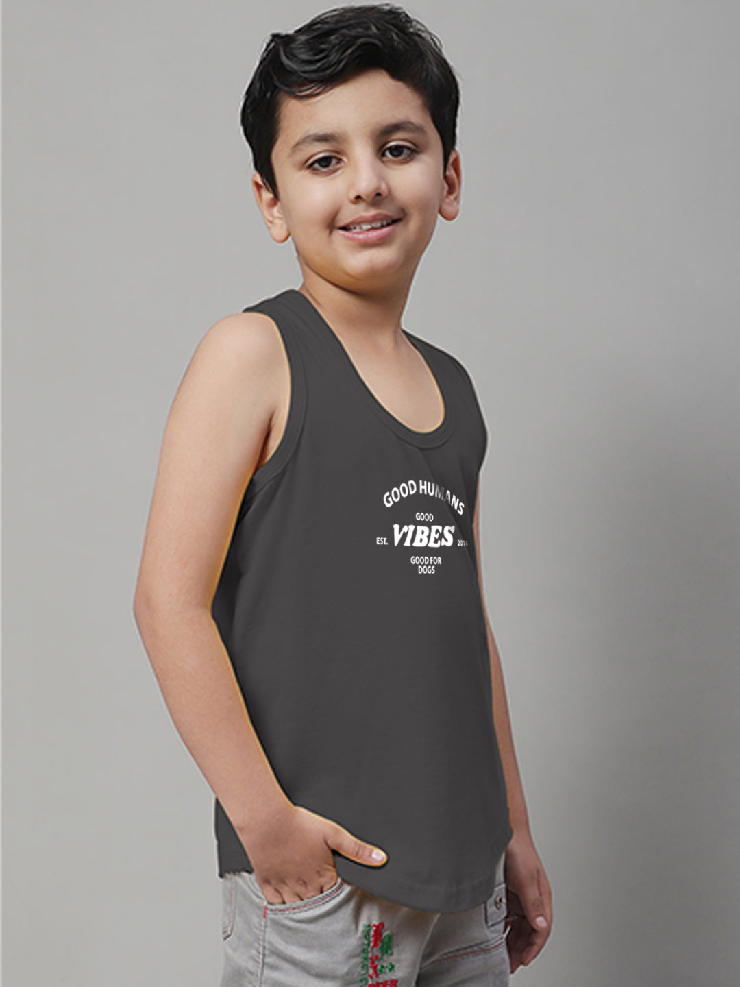 Boys Good Vibes Printed Regular Fit Vest - Friskers