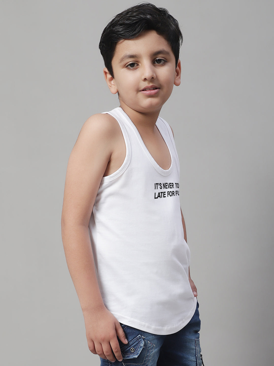 Boys Its Never Too Late For Fun Printed Regular Fit Vest - Friskers