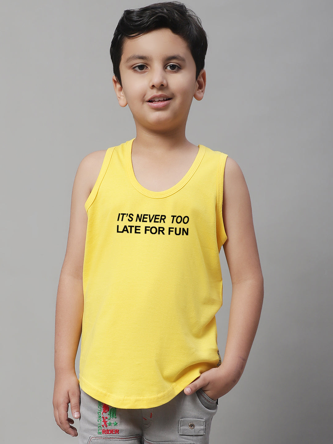 Boys Its Never Too Late For Fun Printed Regular Fit Vest - Friskers