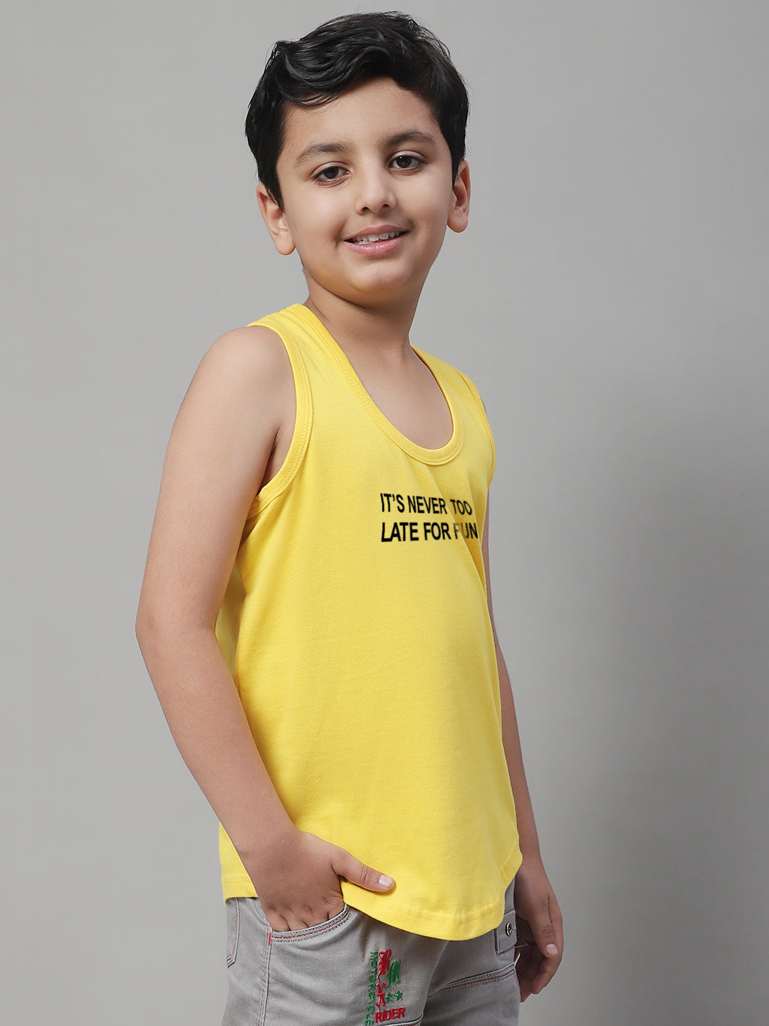 Boys Its Never Too Late For Fun Printed Regular Fit Vest - Friskers