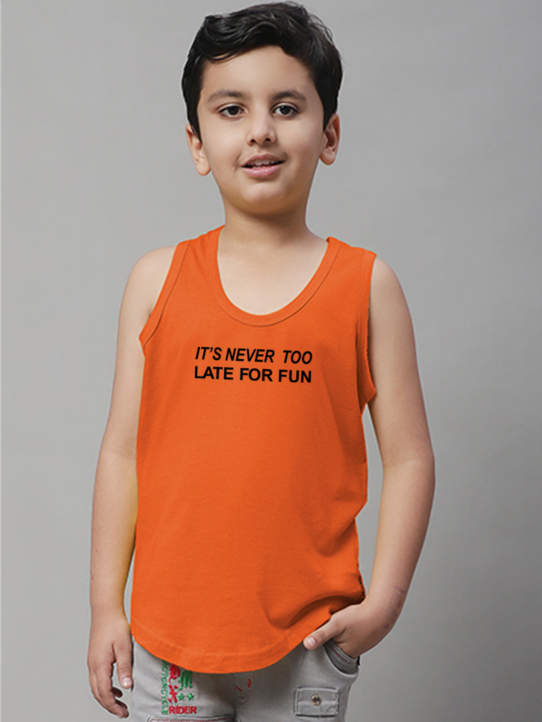 Boys Its Never Too Late For Fun Printed Regular Fit Vest - Friskers