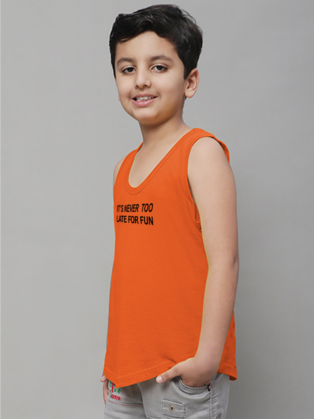 Boys Its Never Too Late For Fun Printed Regular Fit Vest - Friskers