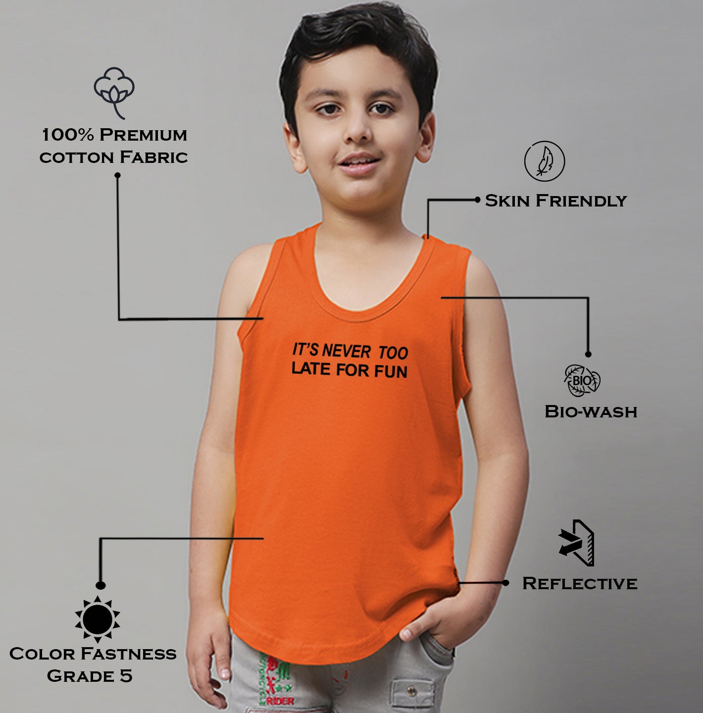 Boys Its Never Too Late For Fun Printed Regular Fit Vest - Friskers