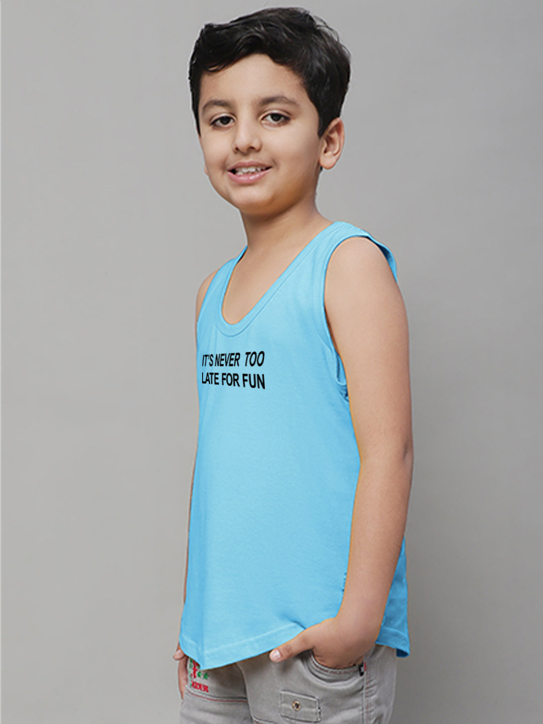 Boys Its Never Too Late For Fun Printed Regular Fit Vest - Friskers