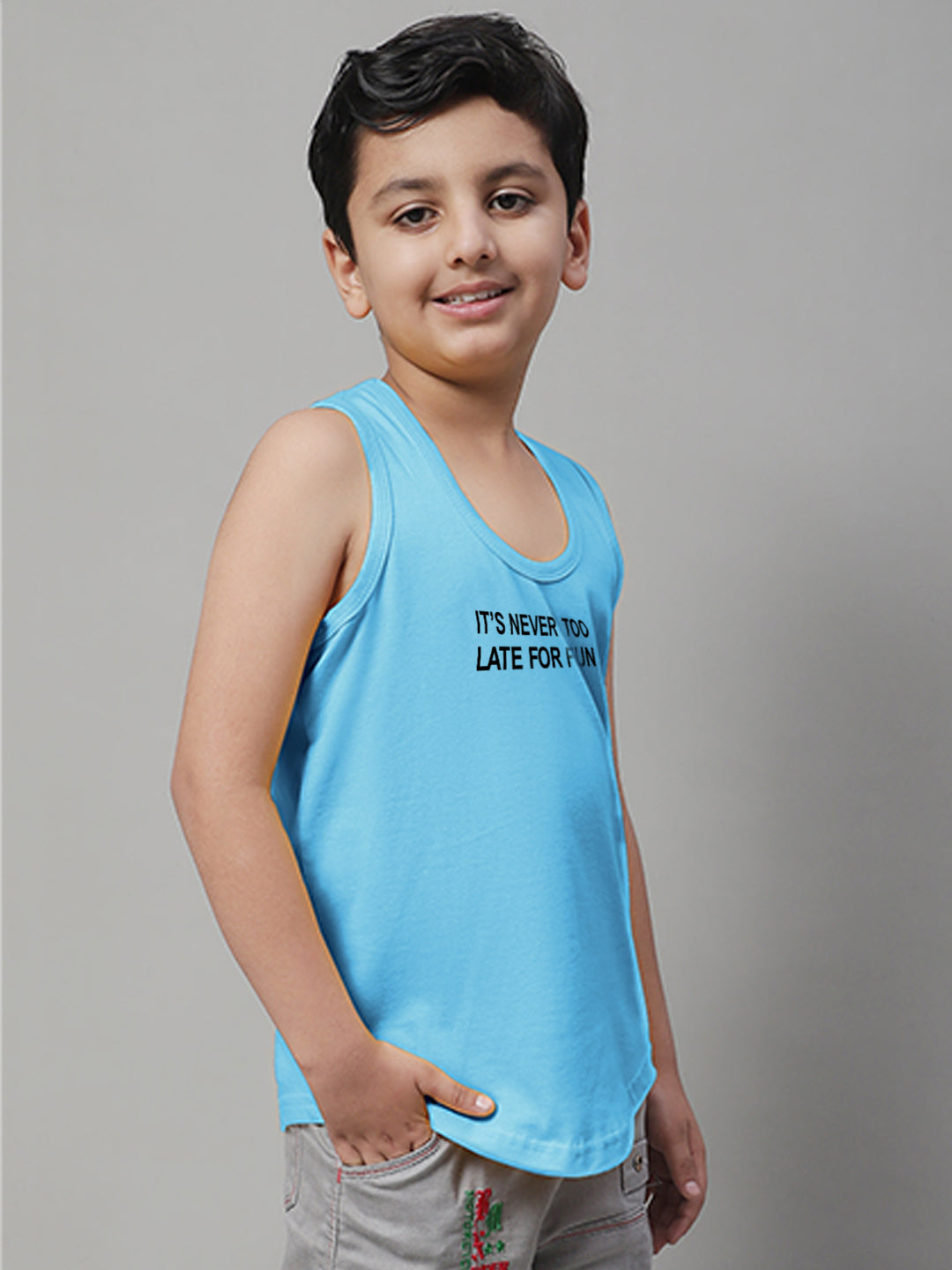 Boys Its Never Too Late For Fun Printed Regular Fit Vest - Friskers