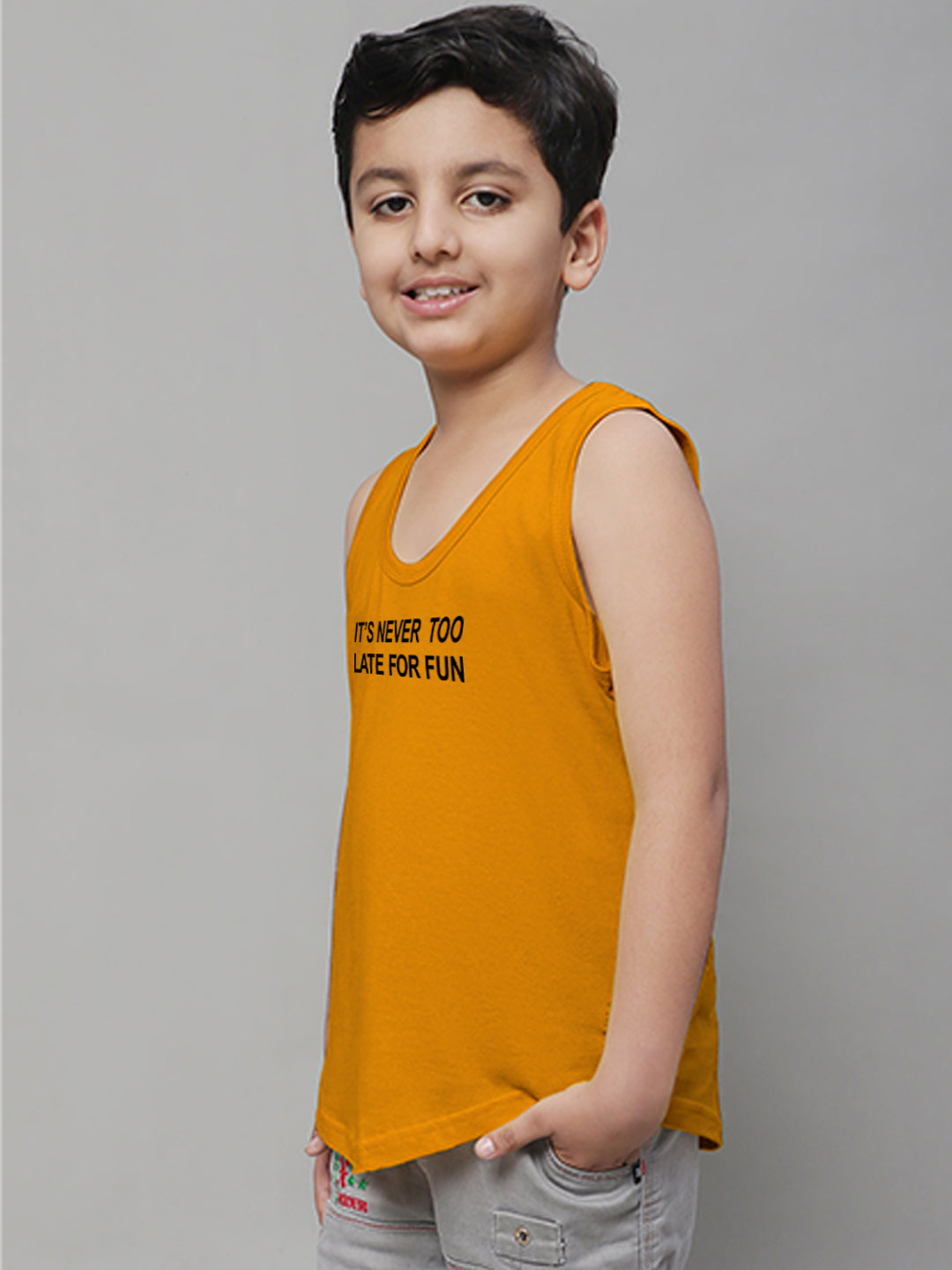 Boys Its Never Too Late For Fun Printed Regular Fit Vest - Friskers