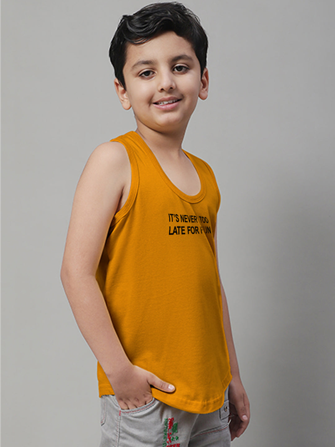 Boys Its Never Too Late For Fun Printed Regular Fit Vest - Friskers