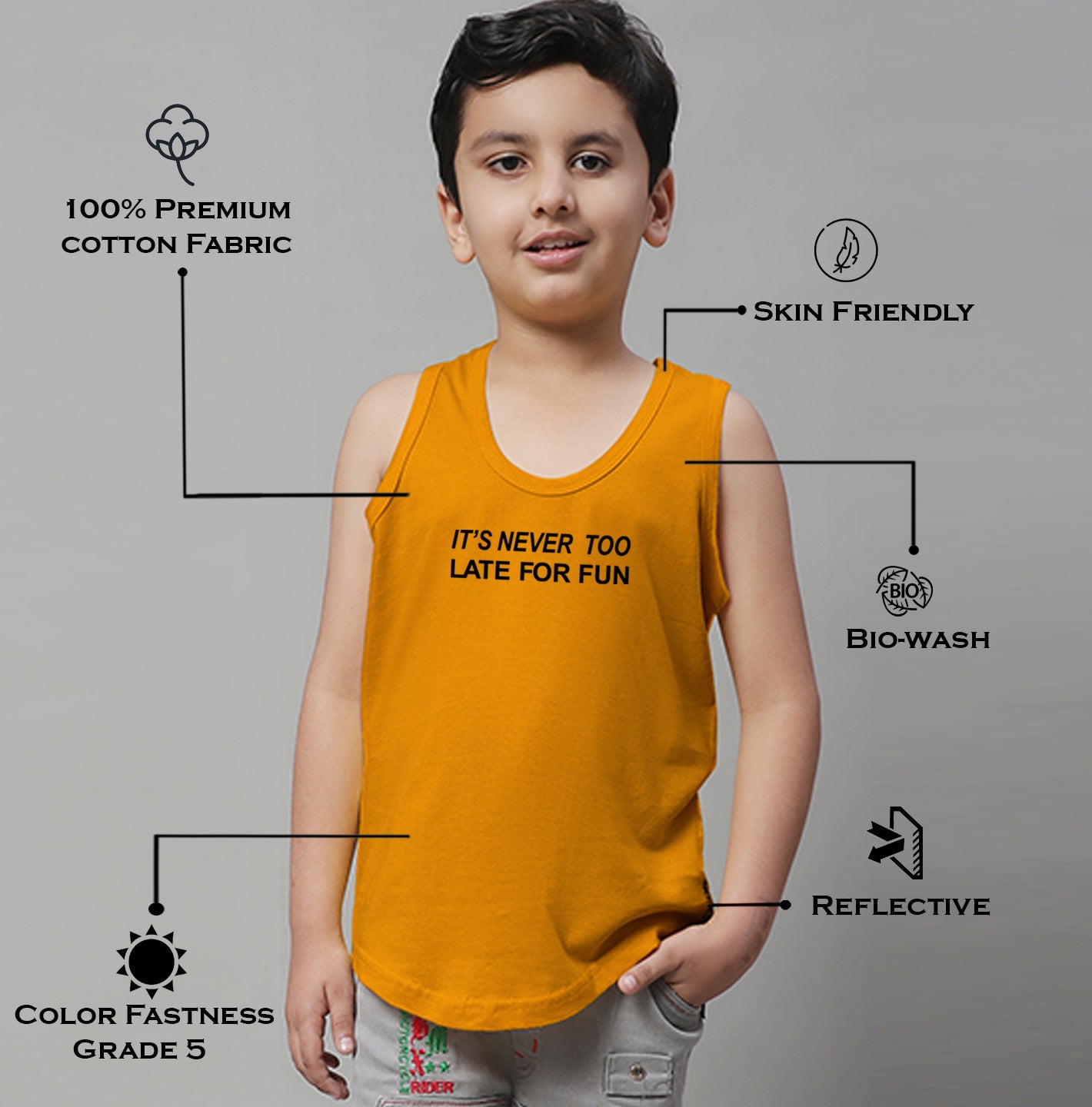 Boys Its Never Too Late For Fun Printed Regular Fit Vest - Friskers