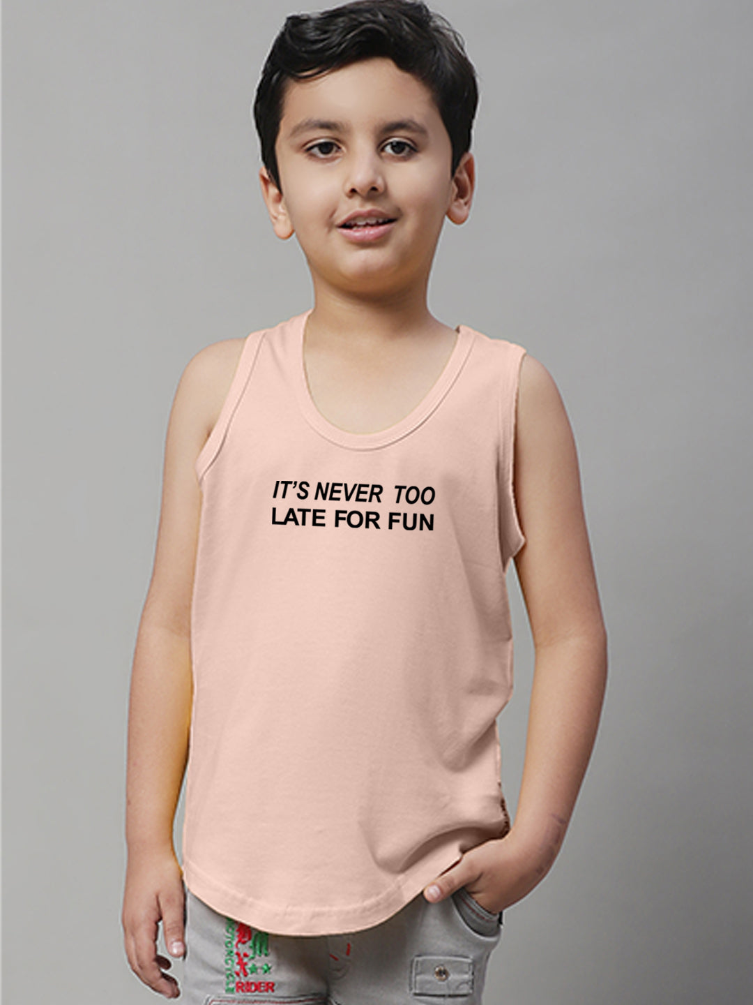 Boys Its Never Too Late For Fun Printed Regular Fit Vest - Friskers