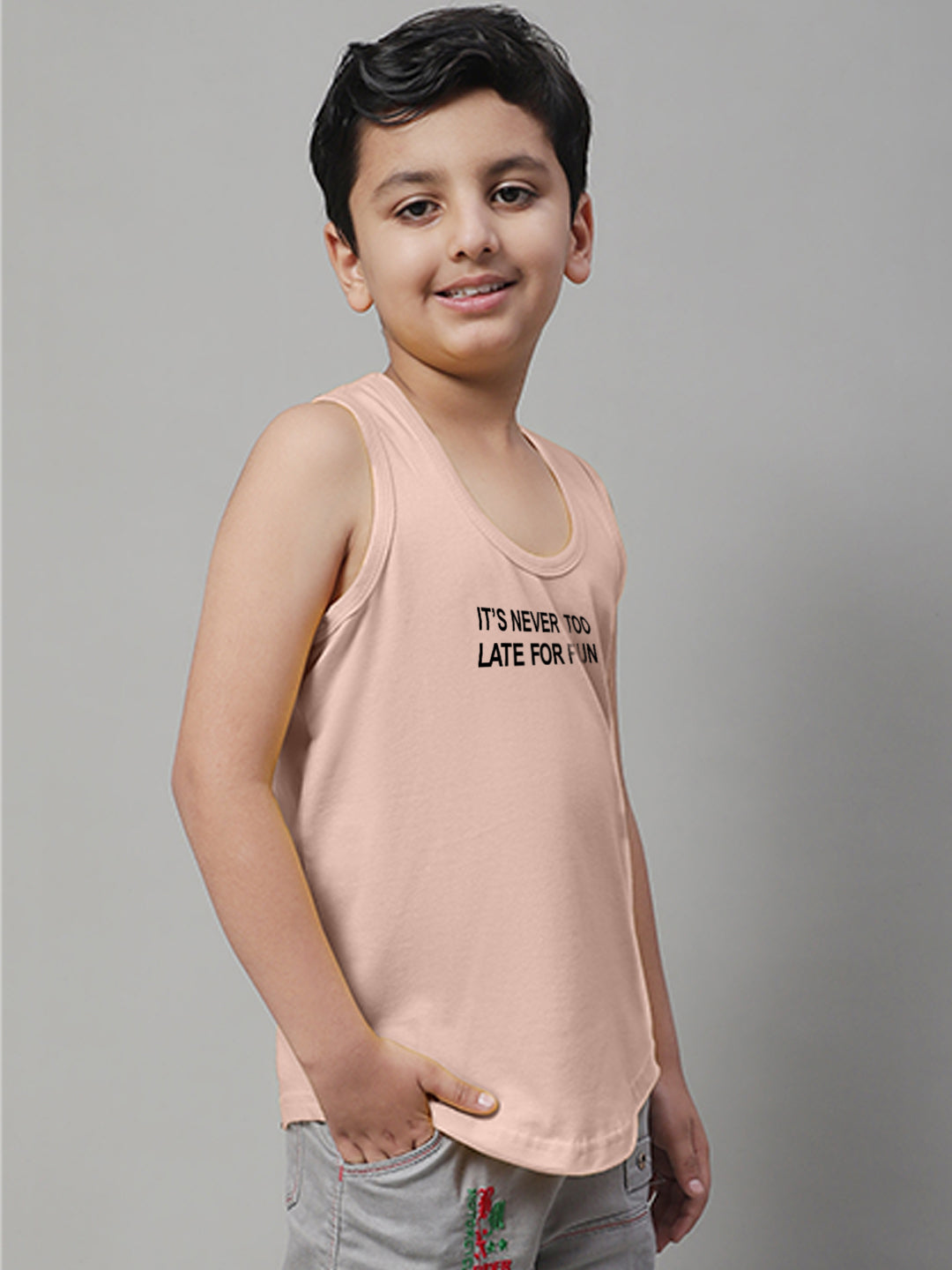 Boys Its Never Too Late For Fun Printed Regular Fit Vest - Friskers