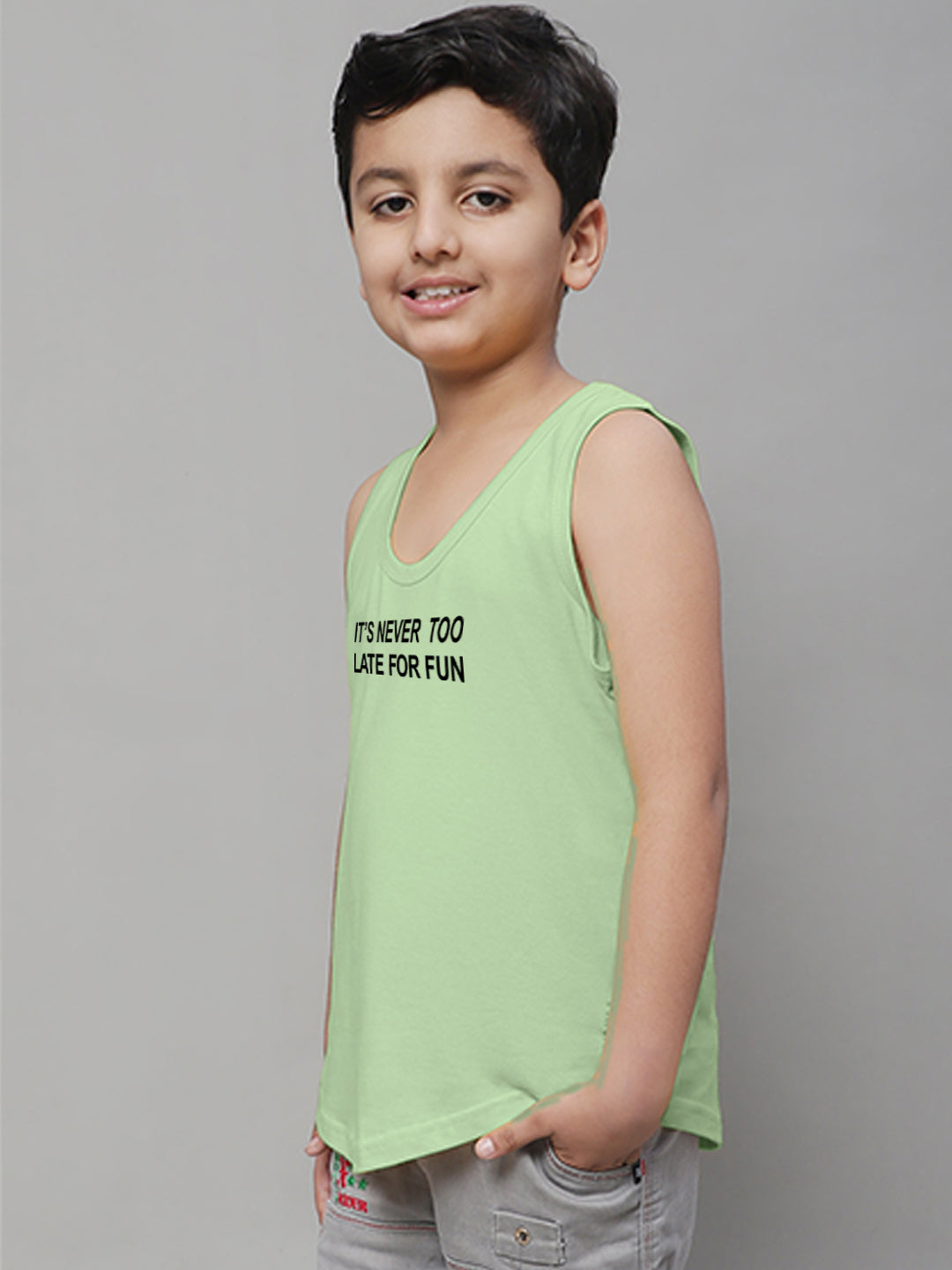 Boys Its Never Too Late For Fun Printed Regular Fit Vest - Friskers