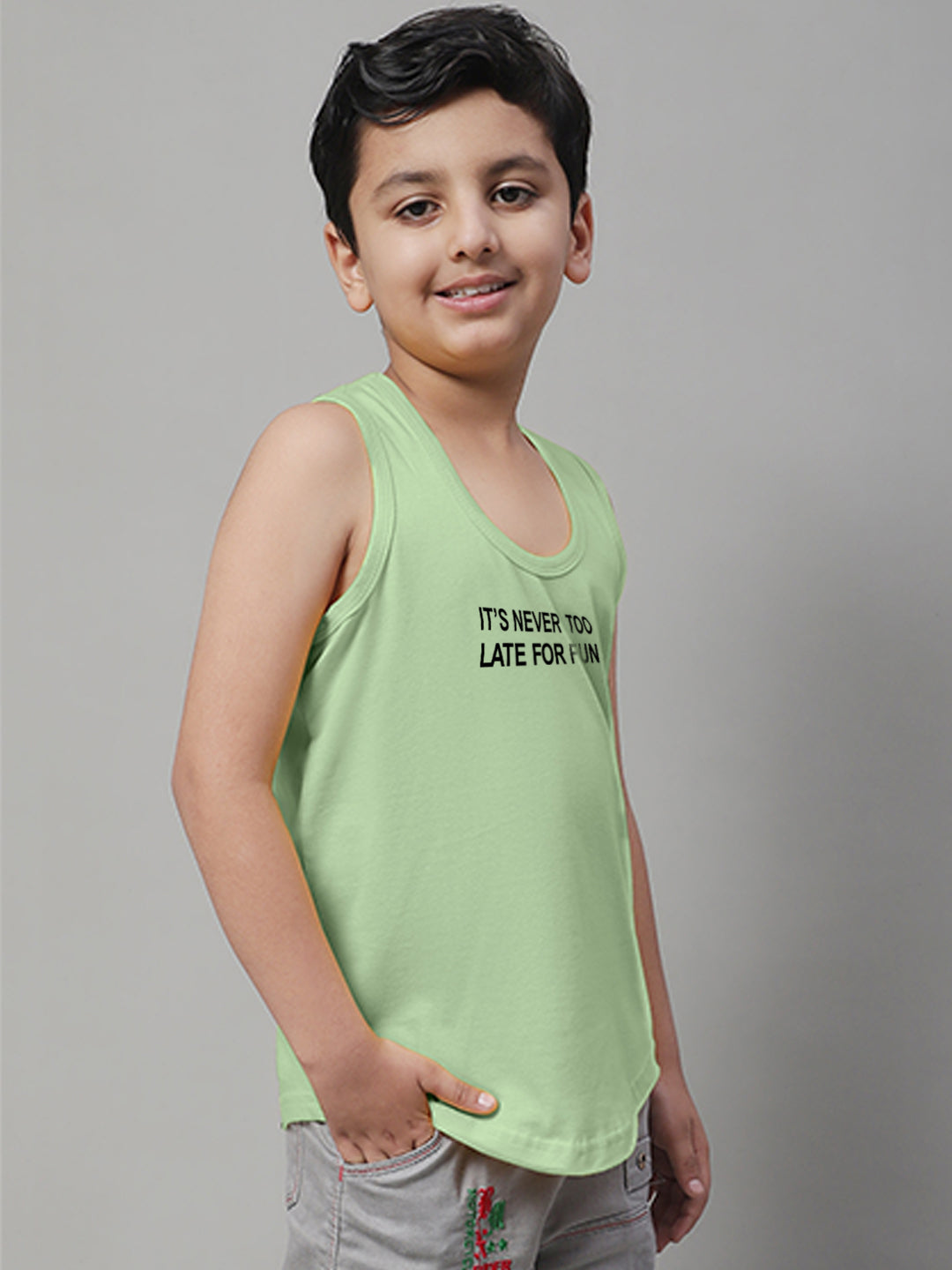 Boys Its Never Too Late For Fun Printed Regular Fit Vest - Friskers
