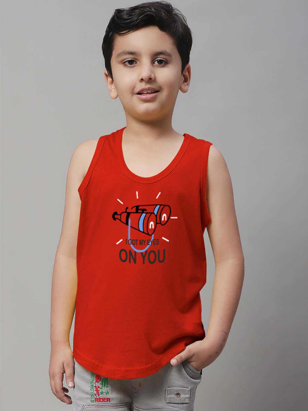 Boys I Got My Eyes On You Printed Regular Fit Vest - Friskers