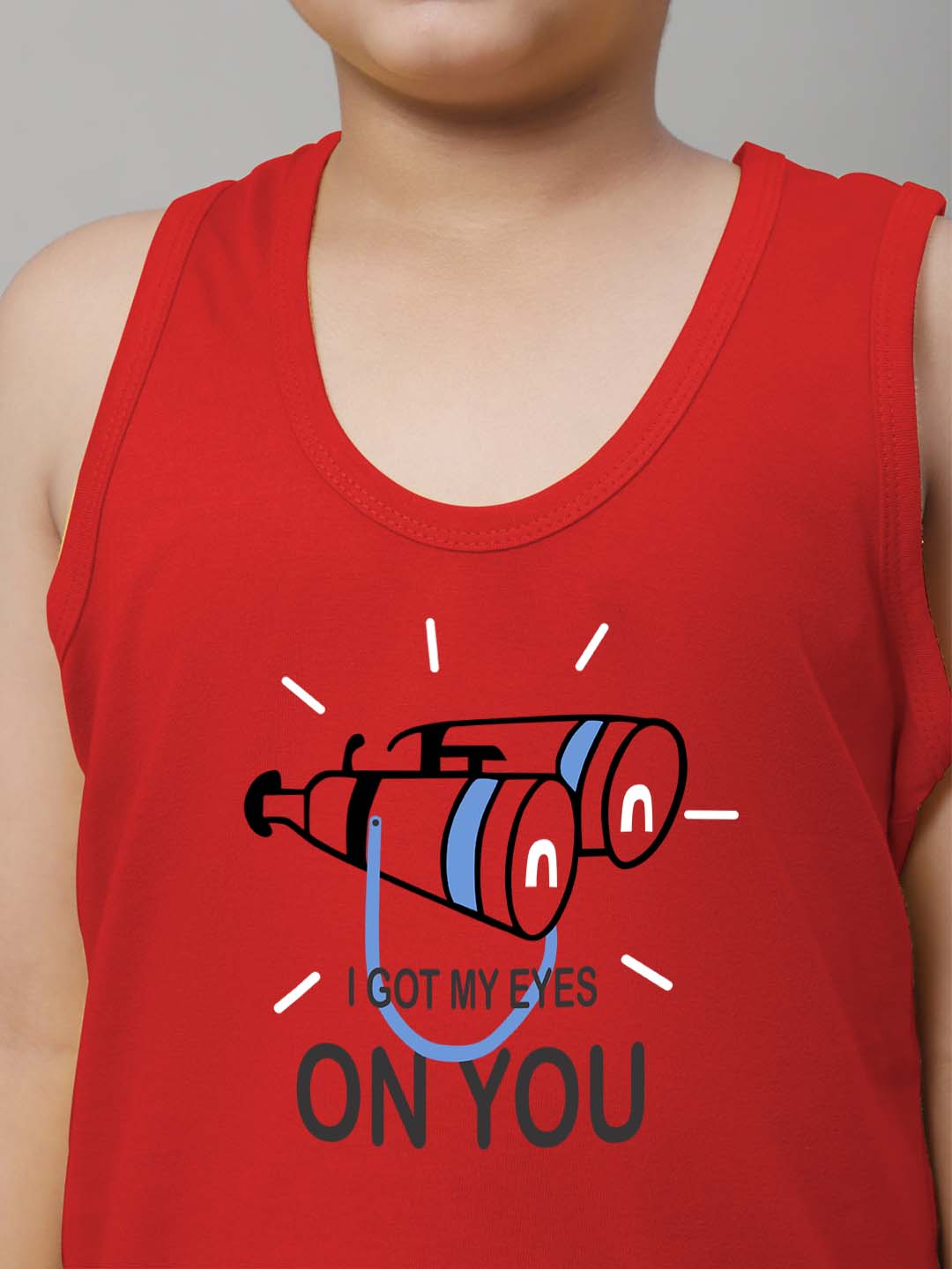 Boys I Got My Eyes On You Printed Regular Fit Vest - Friskers