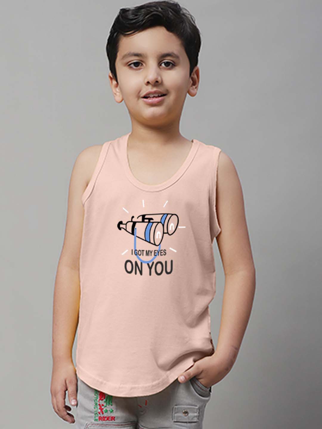 Boys I Got My Eyes On You Printed Regular Fit Vest - Friskers