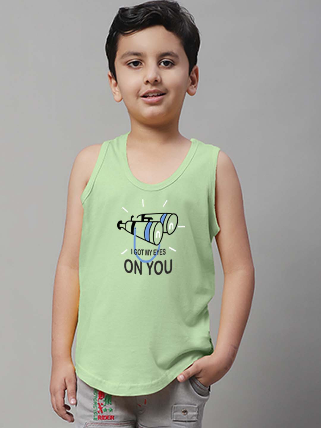 Boys I Got My Eyes On You Printed Regular Fit Vest - Friskers