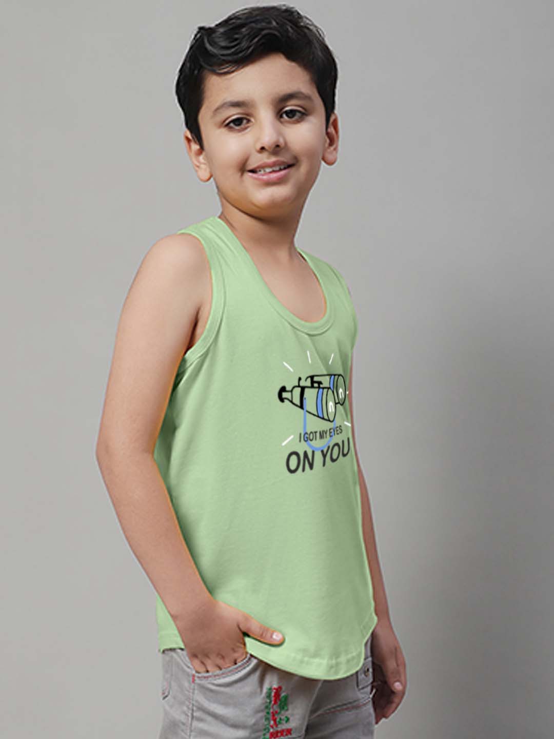 Boys I Got My Eyes On You Printed Regular Fit Vest - Friskers