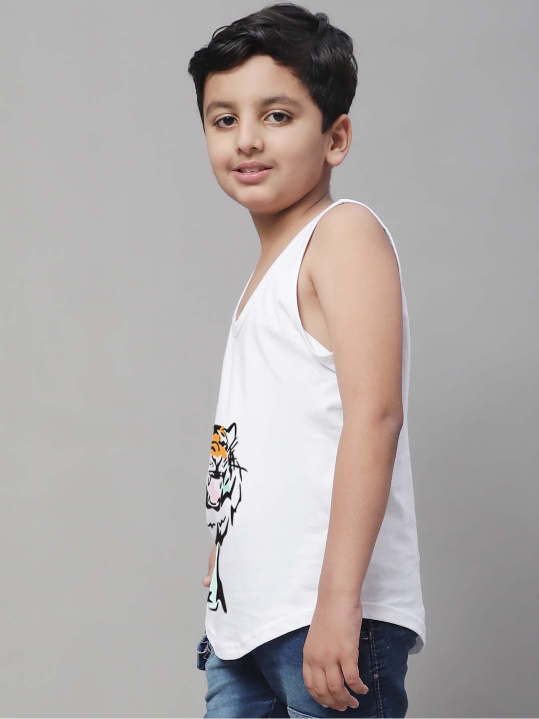 Boys Tiger Printed Regular Fit Vest - Friskers