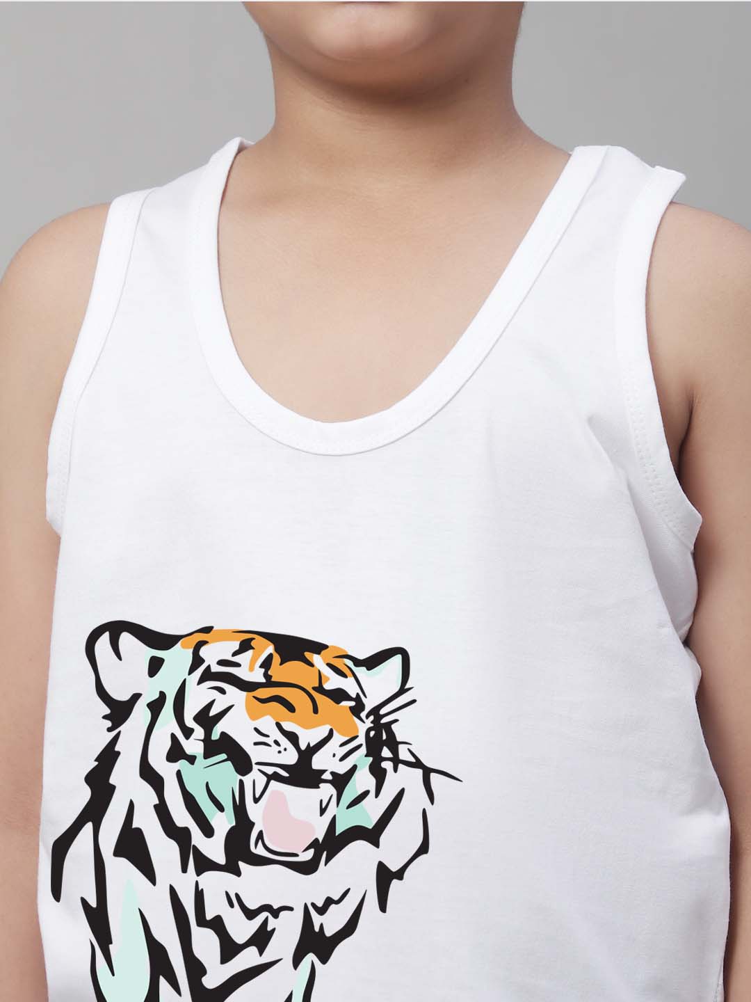 Boys Tiger Printed Regular Fit Vest - Friskers