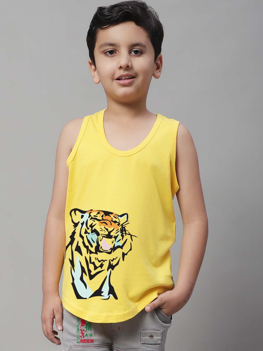 Boys Tiger Printed Regular Fit Vest - Friskers