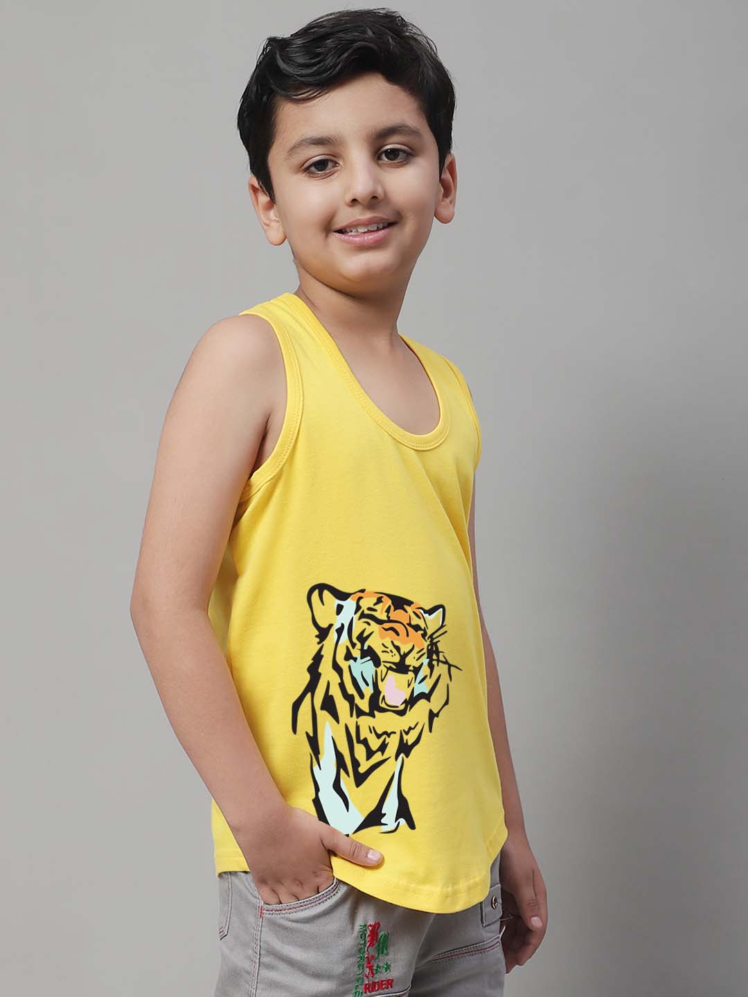 Boys Tiger Printed Regular Fit Vest - Friskers