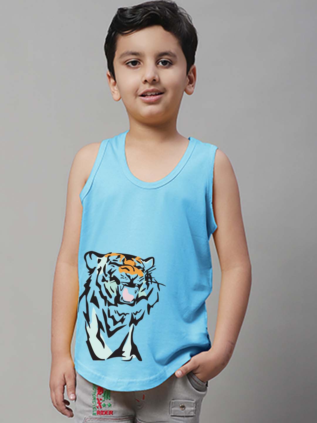 Boys Tiger Printed Regular Fit Vest - Friskers
