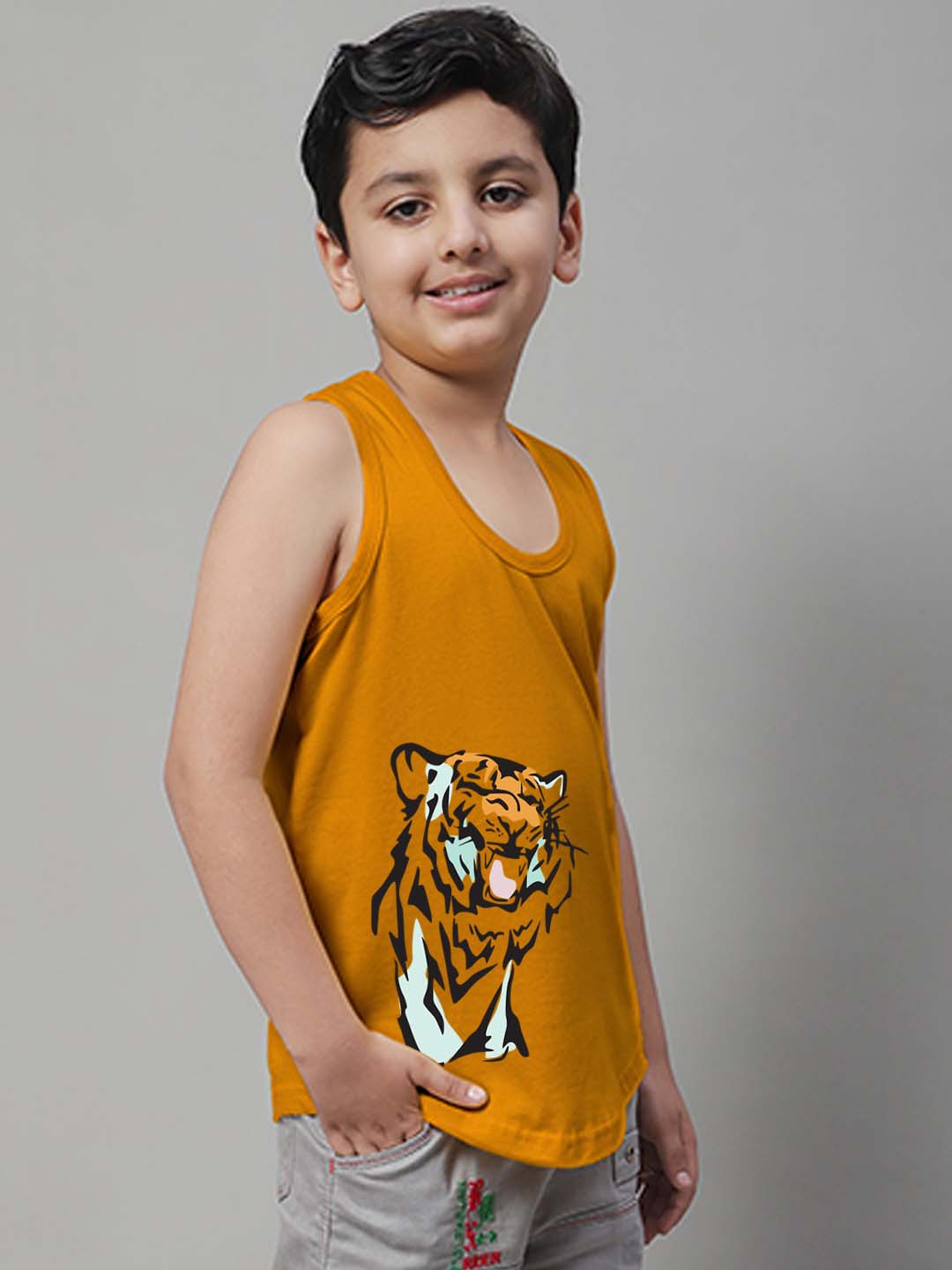 Boys Tiger Printed Regular Fit Vest - Friskers