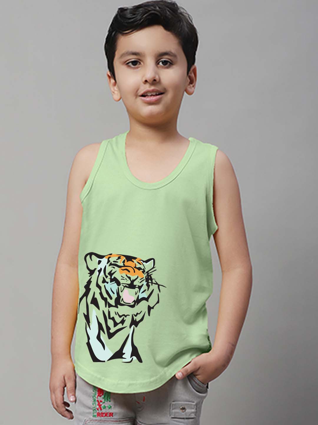 Boys Tiger Printed Regular Fit Vest - Friskers