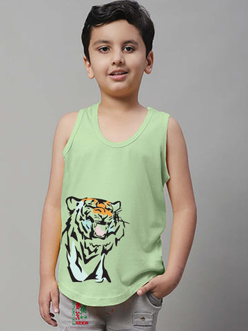 Boys Tiger Printed Regular Fit Vest - Friskers