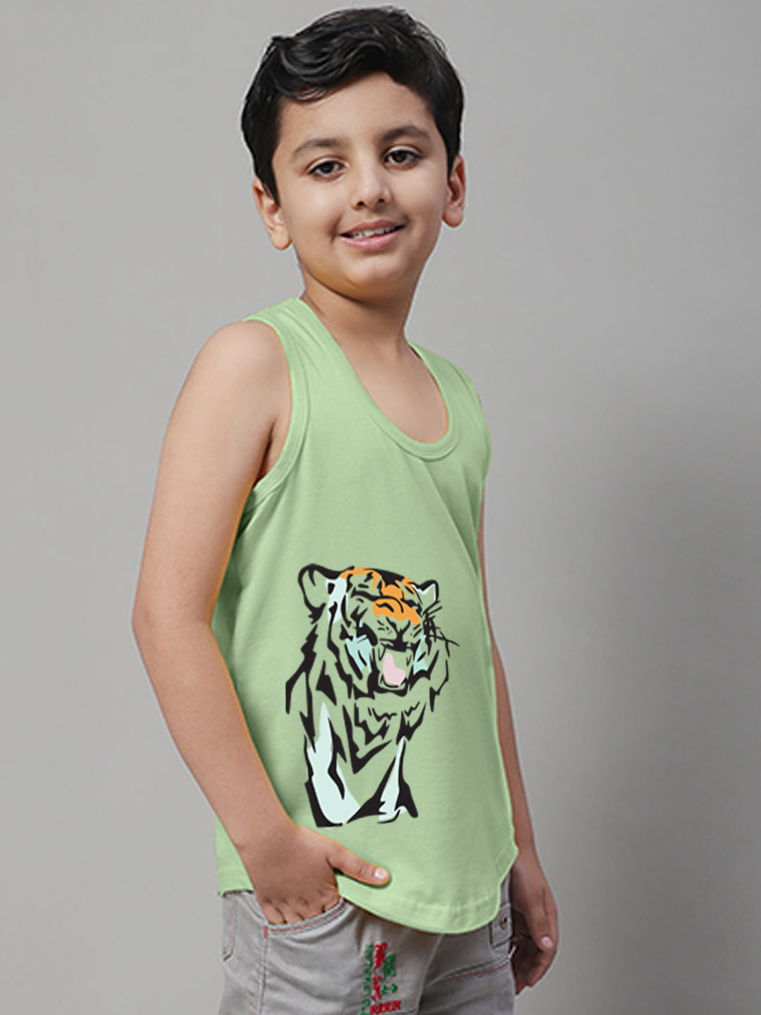 Boys Tiger Printed Regular Fit Vest - Friskers