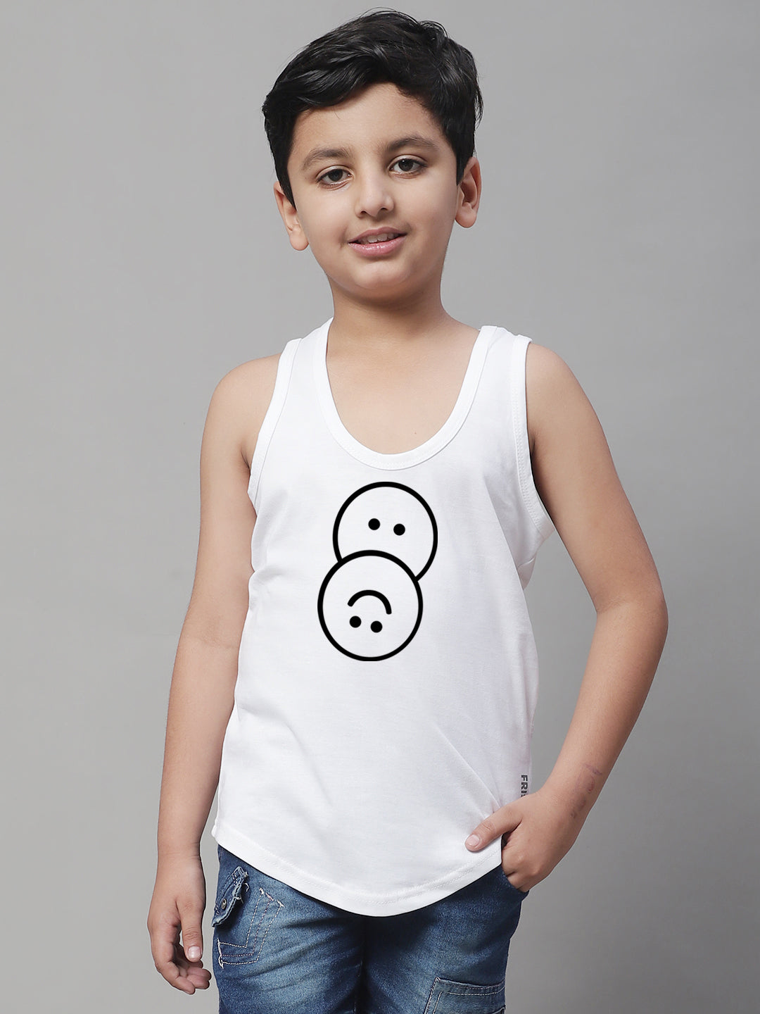 Boys Smiley Printed Regular Fit Vest - Friskers