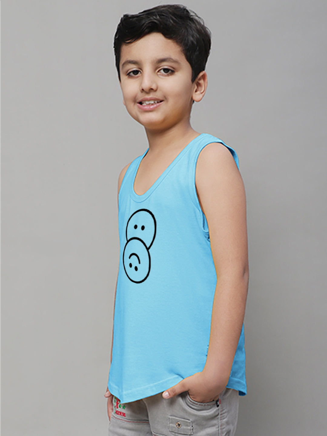 Boys Smiley Printed Regular Fit Vest - Friskers