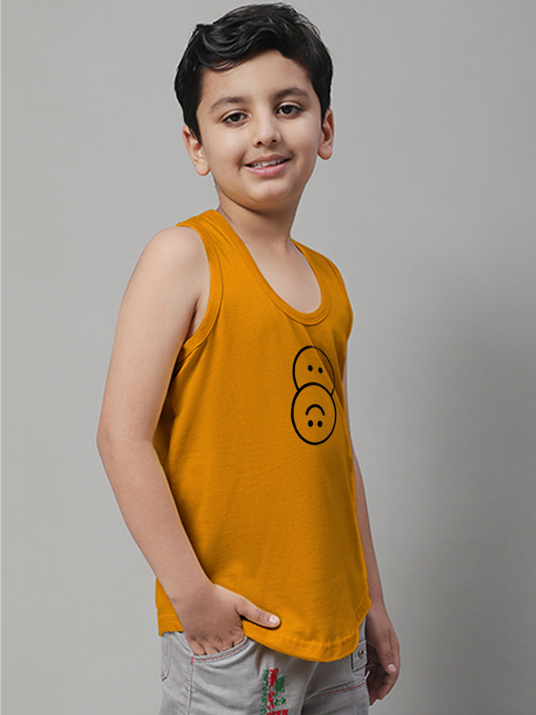 Boys Smiley Printed Regular Fit Vest - Friskers