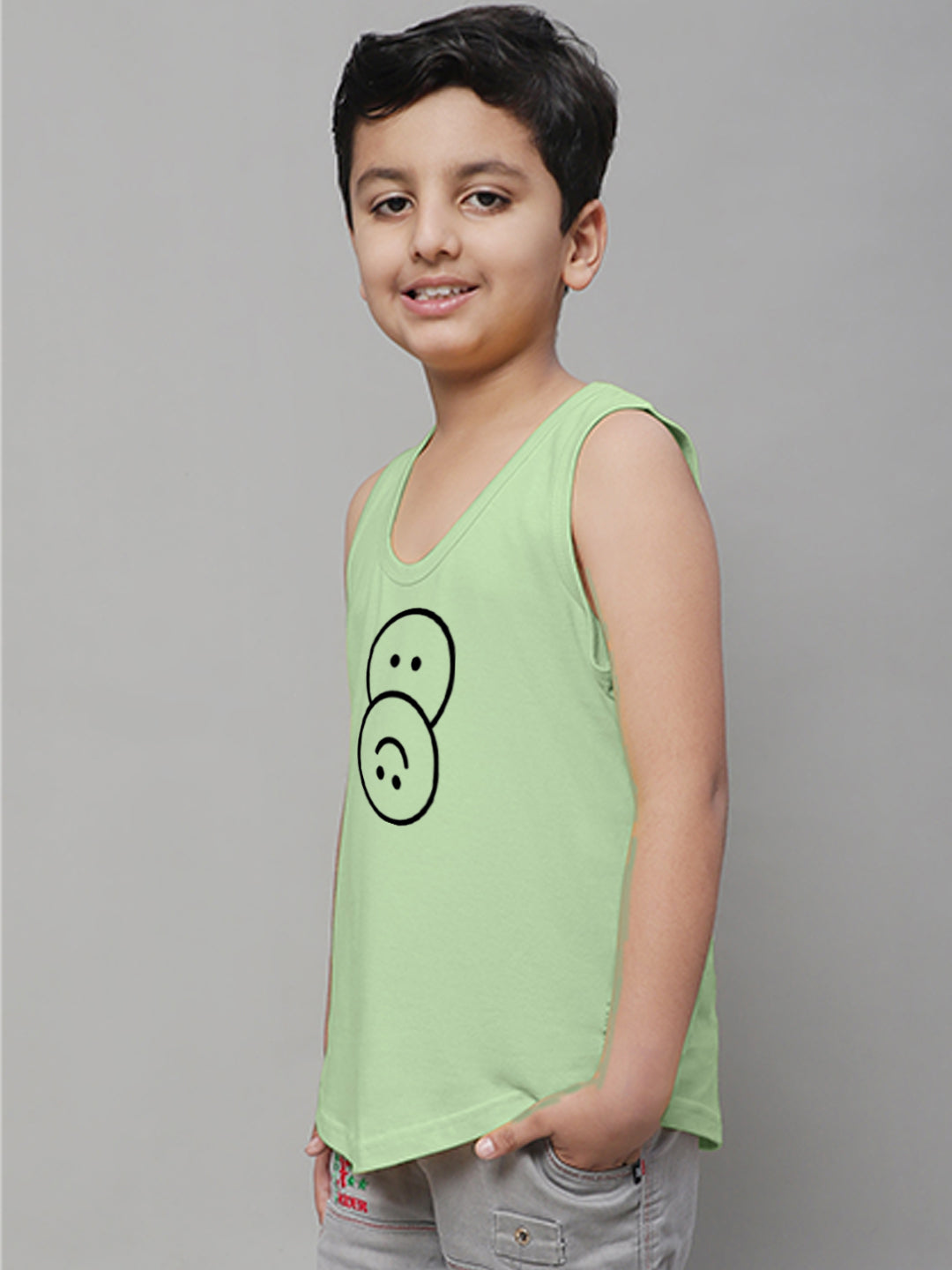 Boys Smiley Printed Regular Fit Vest - Friskers