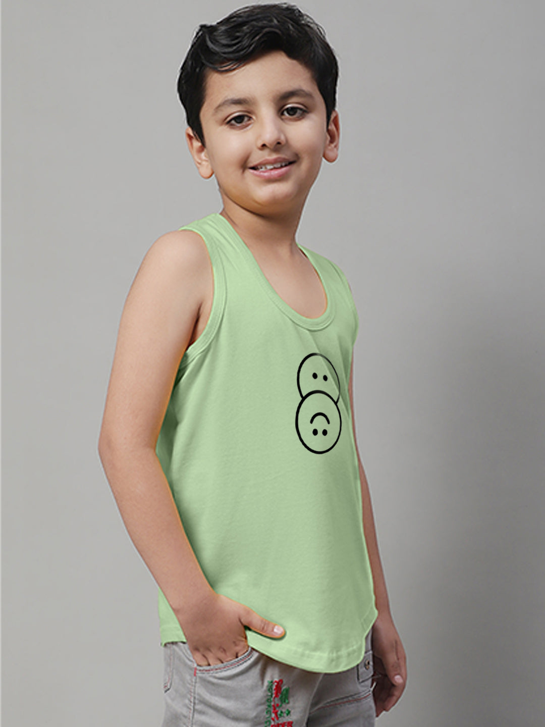 Boys Smiley Printed Regular Fit Vest - Friskers