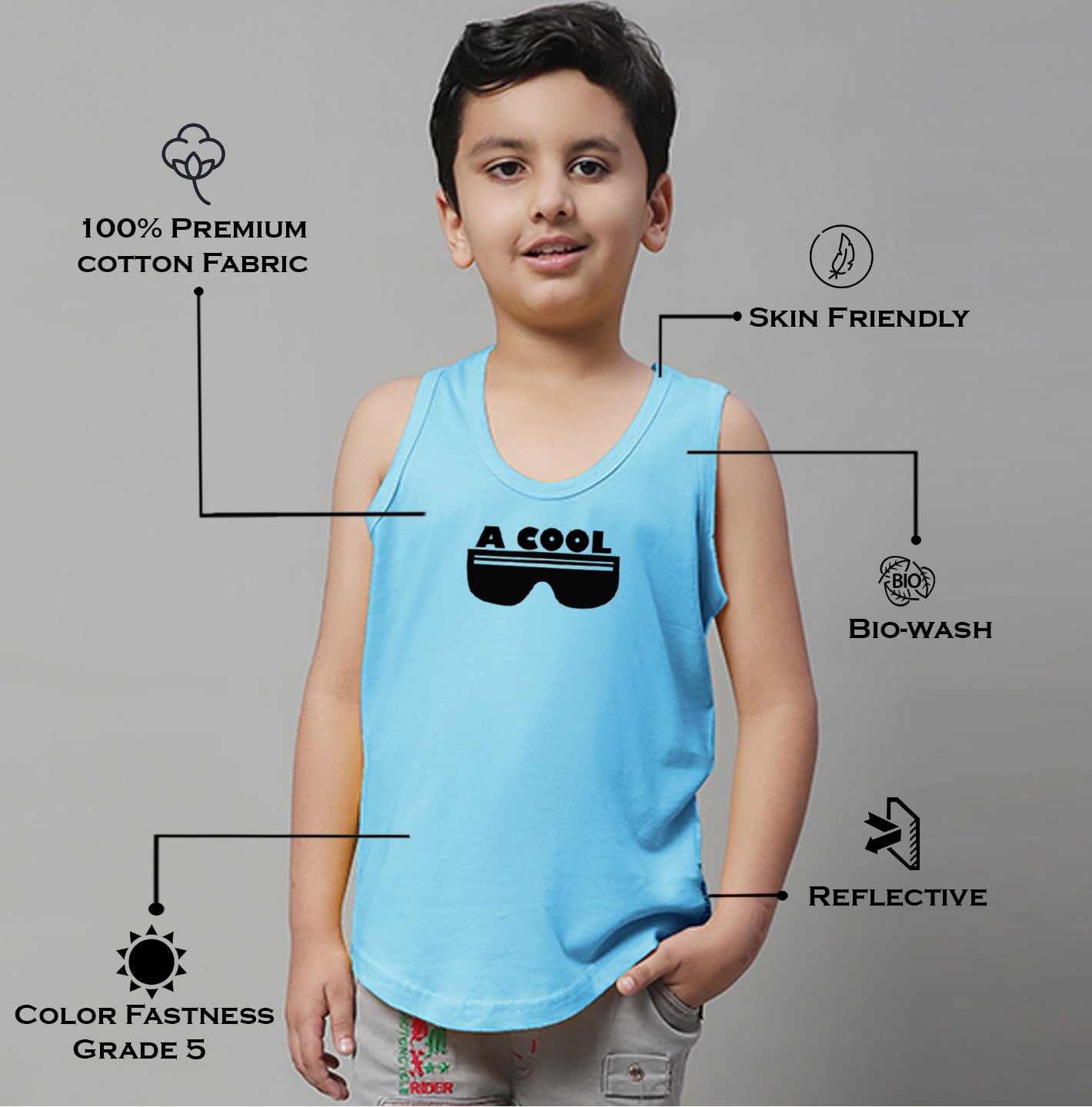 Boys Cool Printed Regular Fit Vest - Friskers