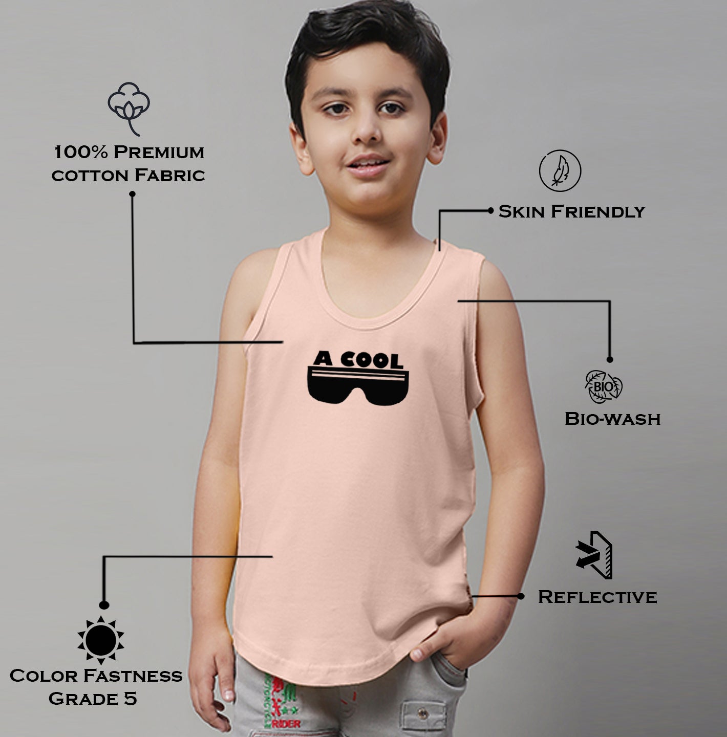 Boys Cool Printed Regular Fit Vest - Friskers