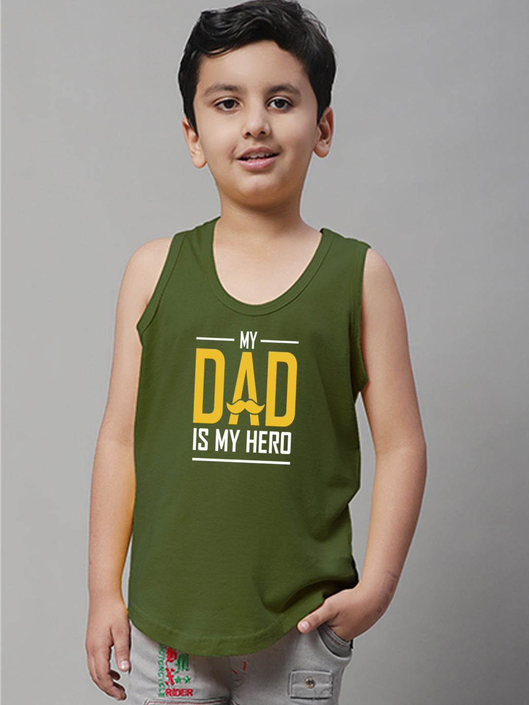 Boys My Dad Is My Hero Printed Regular Fit Vest - Friskers