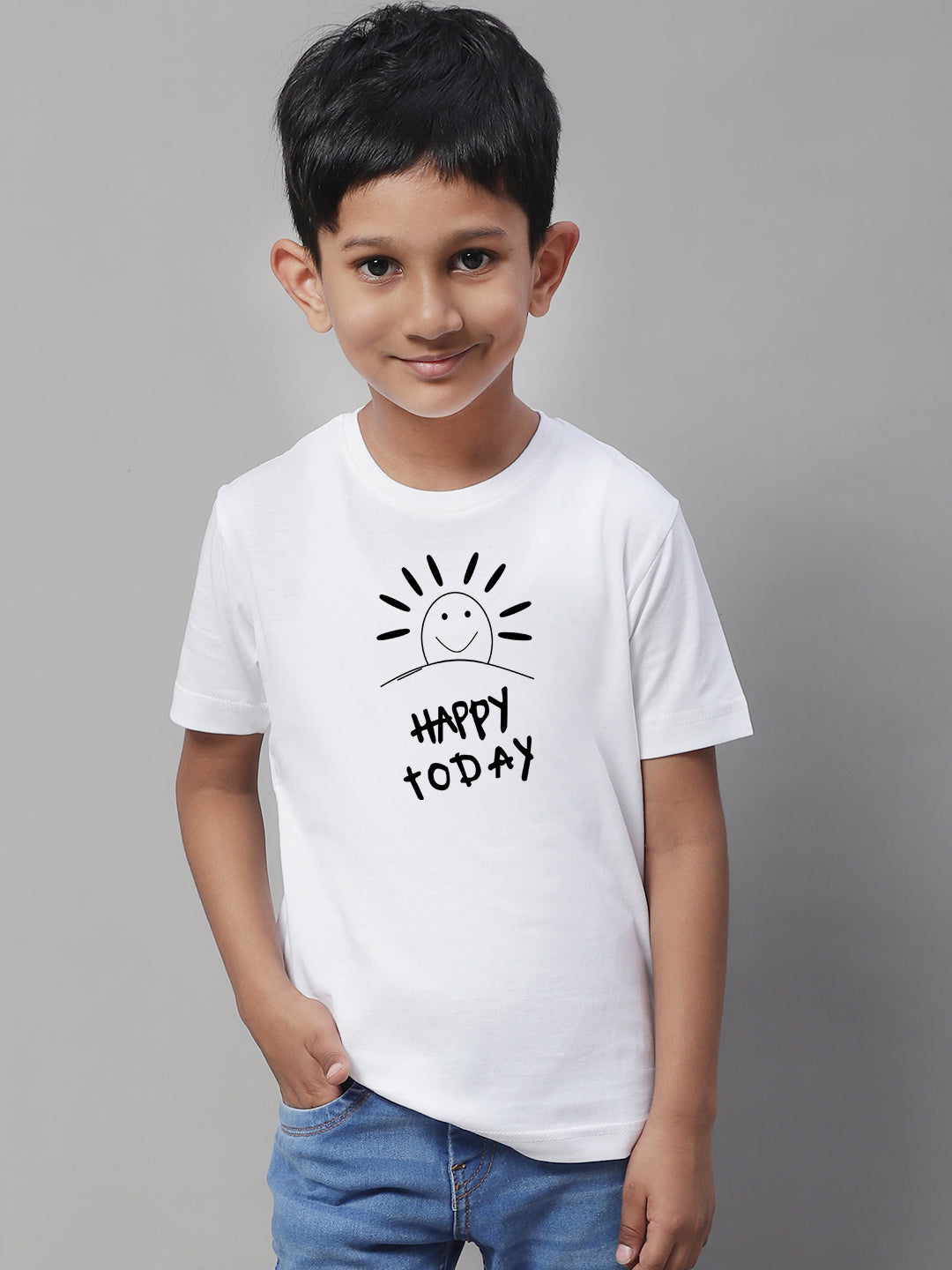 Boys Happy Today Casual Printed T-Shirt - Friskers