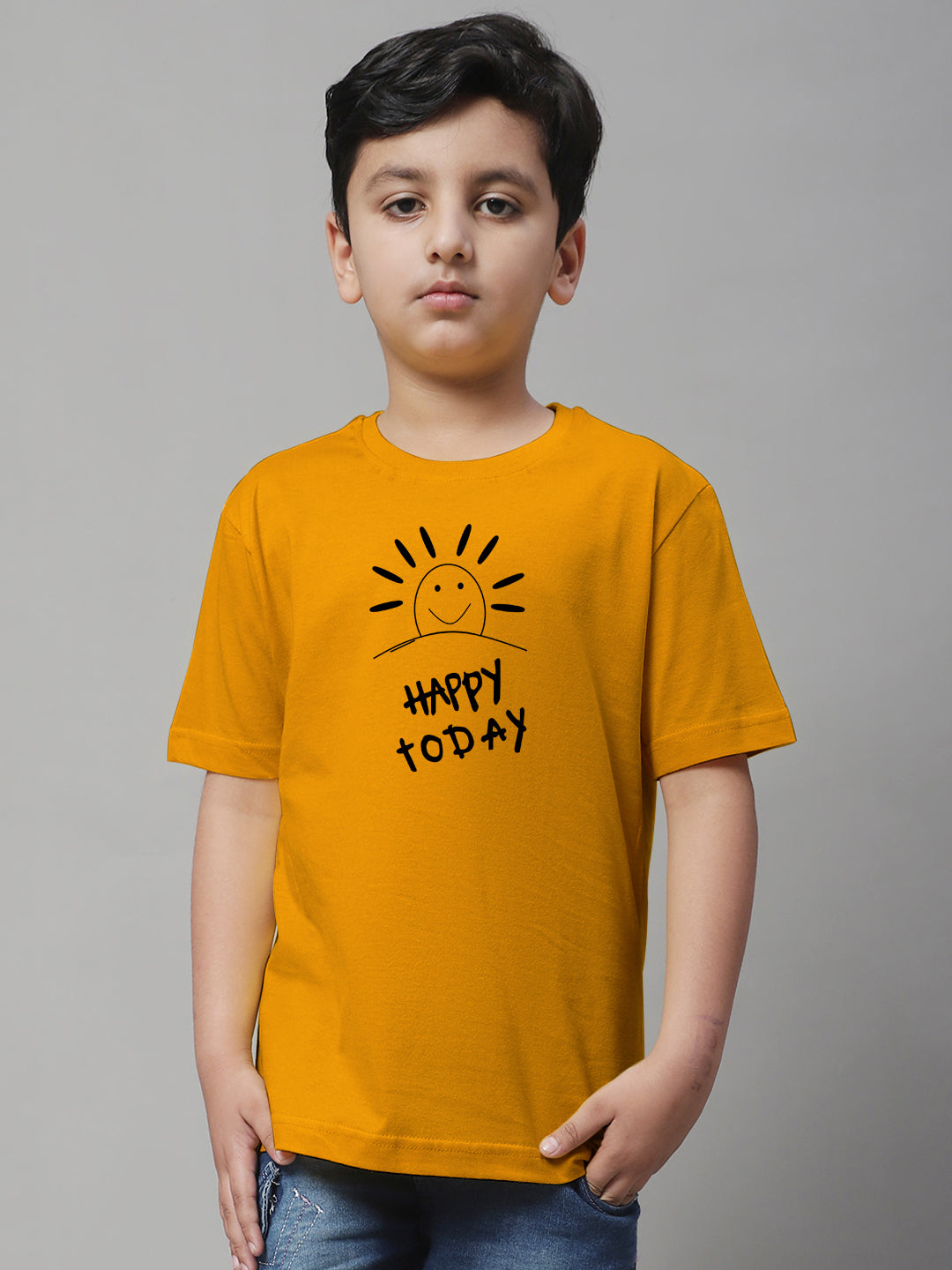 Boys Happy Today Casual Printed T-Shirt - Friskers