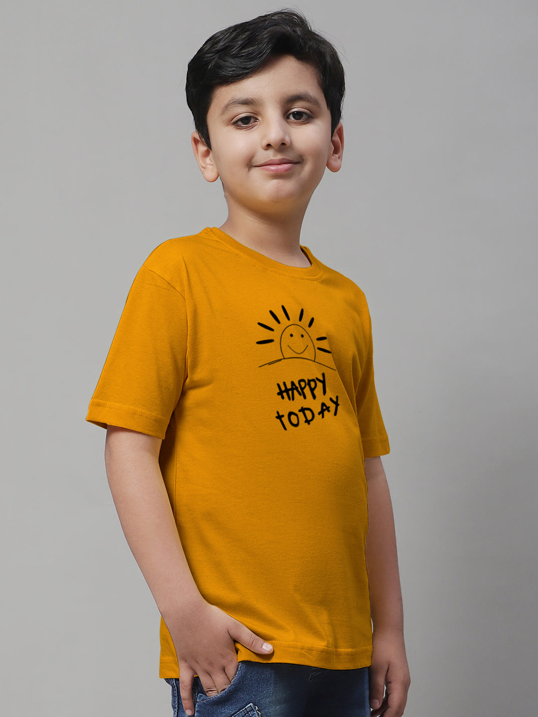 Boys Happy Today Casual Printed T-Shirt - Friskers