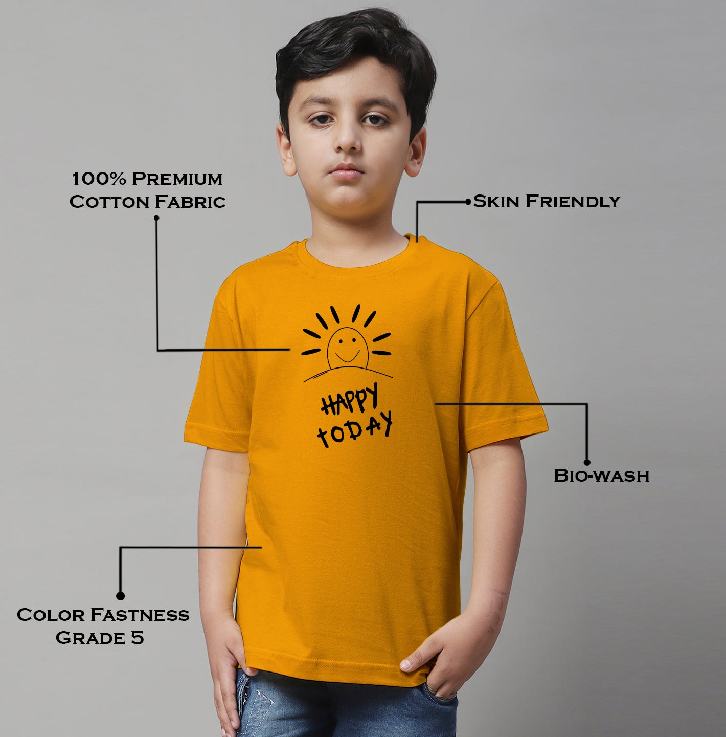 Boys Happy Today Casual Printed T-Shirt - Friskers