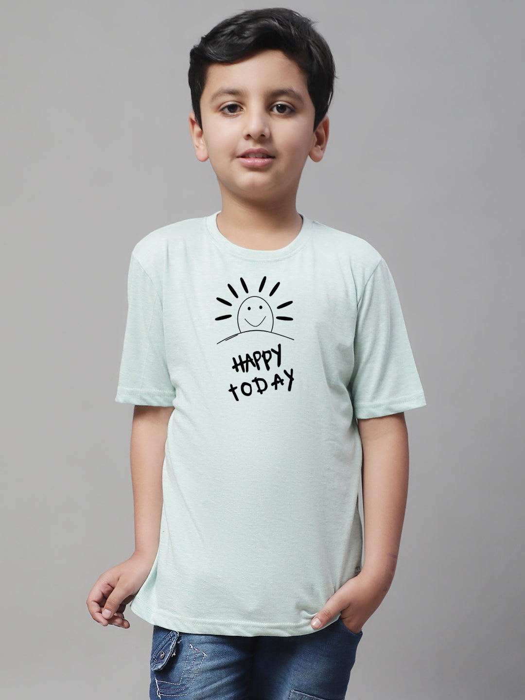 Boys Happy Today Regular Fit Printed T-Shirt - Friskers