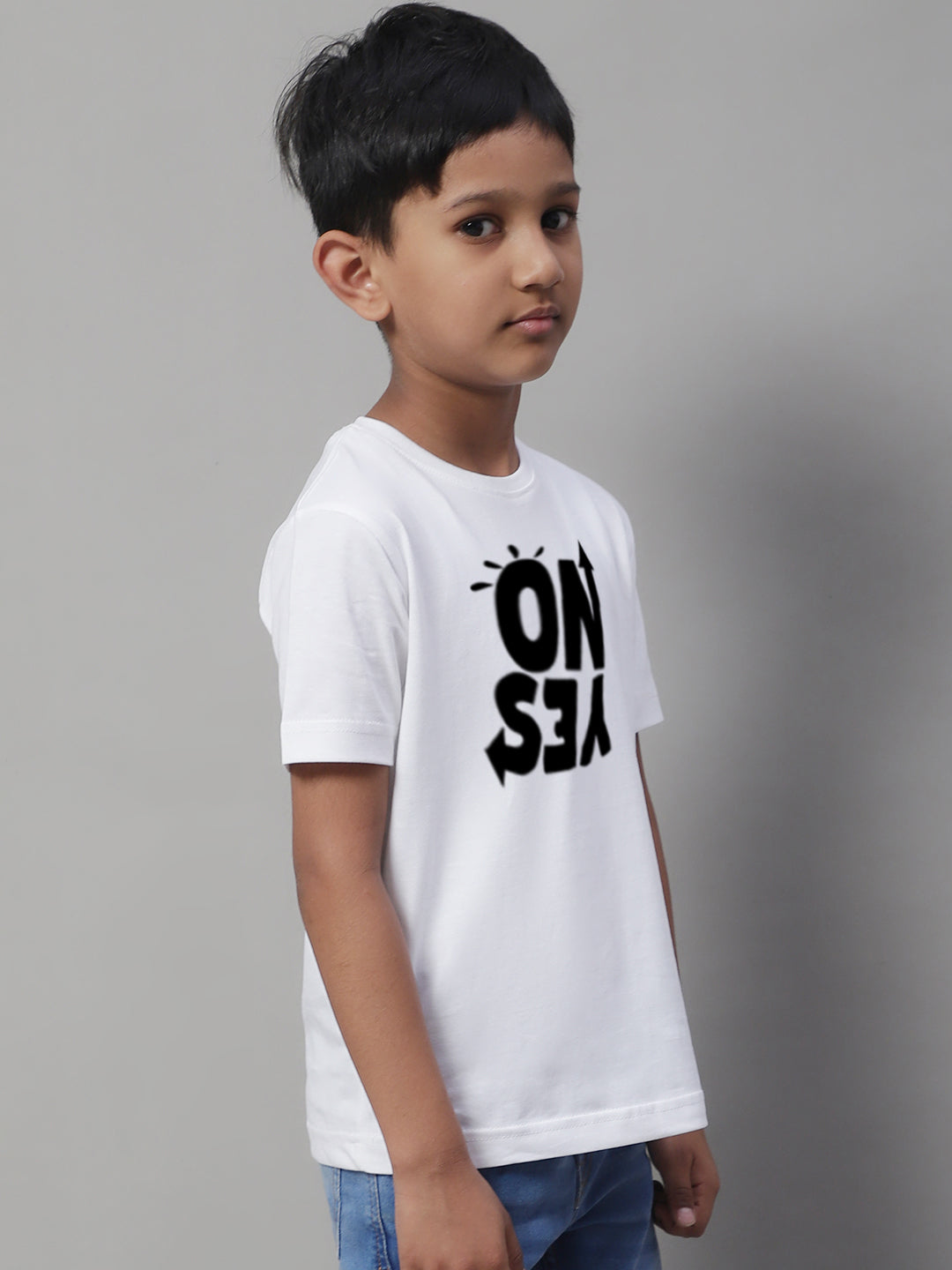 Boys No Yes Casual Printed Cotton T-Shirt - Friskers
