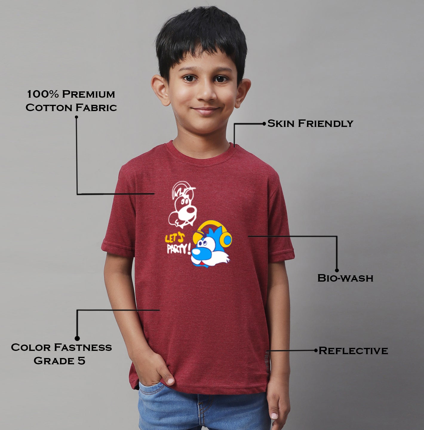 Boys Lets Party Regular Fit Printed T-Shirt - Friskers