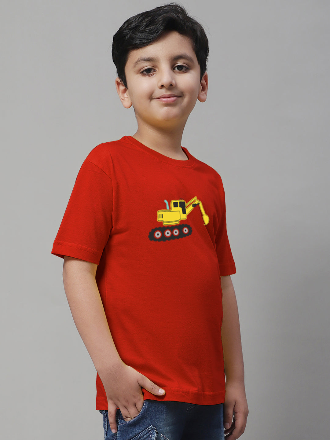 Boys Excavator Regular Fit Printed T-Shirt - Friskers