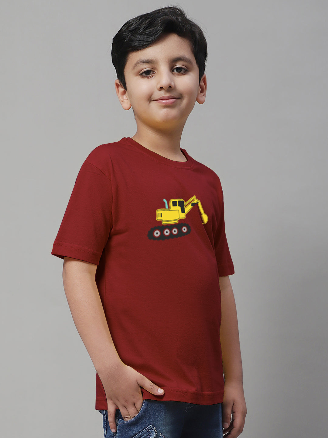 Boys Excavator Regular Fit Printed T-Shirt - Friskers