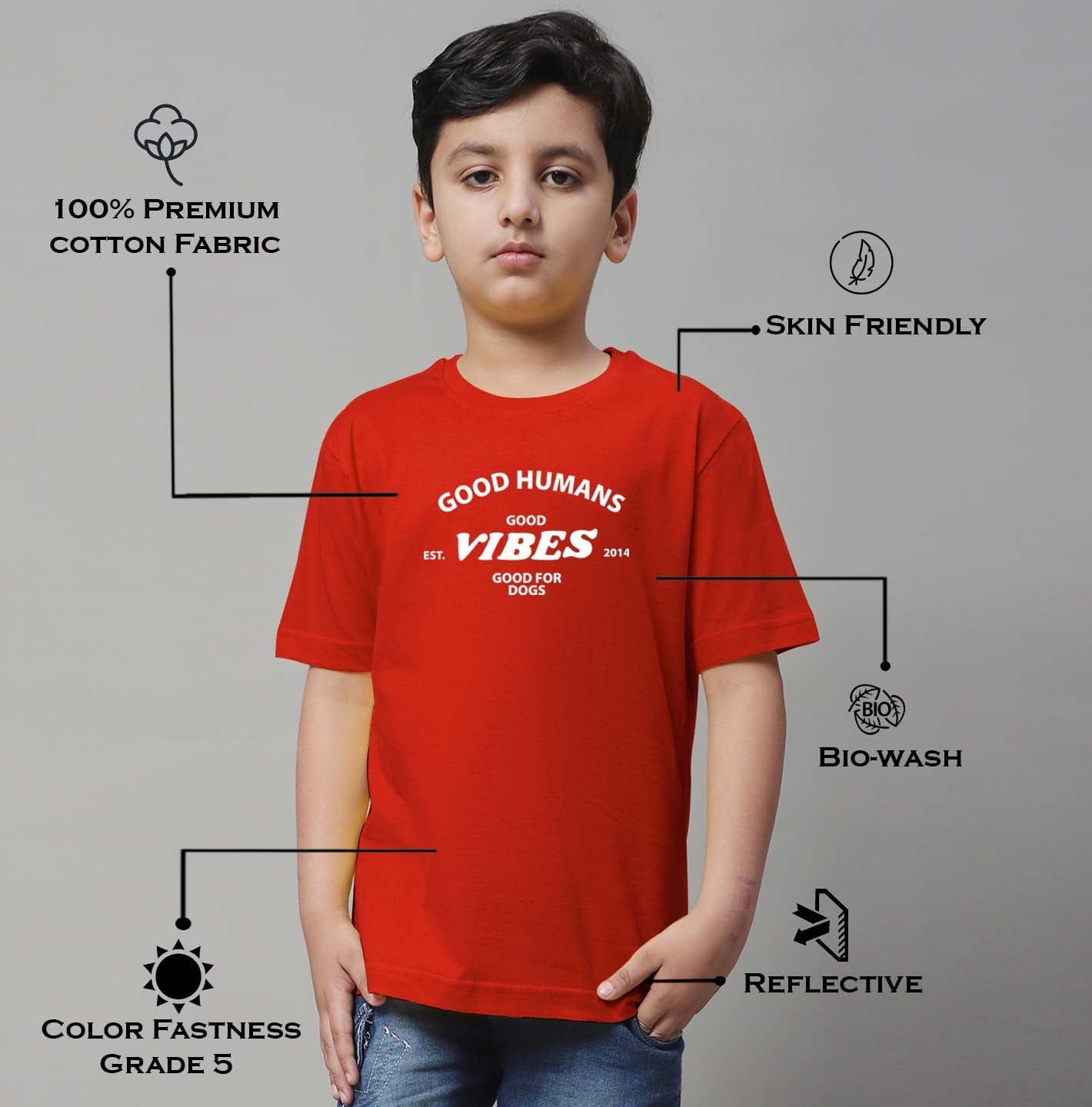 Boys Good Vibes Regular Fit Printed T-Shirt - Friskers