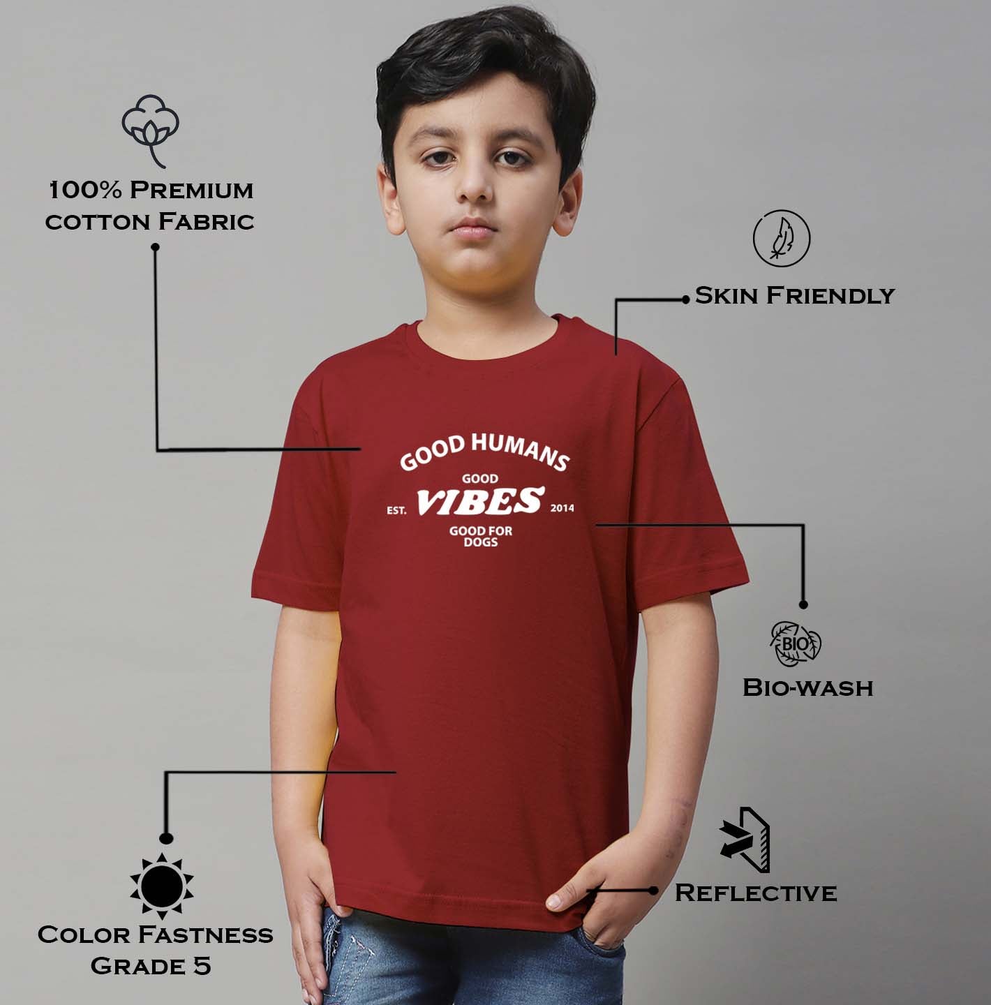 Boys Good Vibes Regular Fit Printed T-Shirt - Friskers