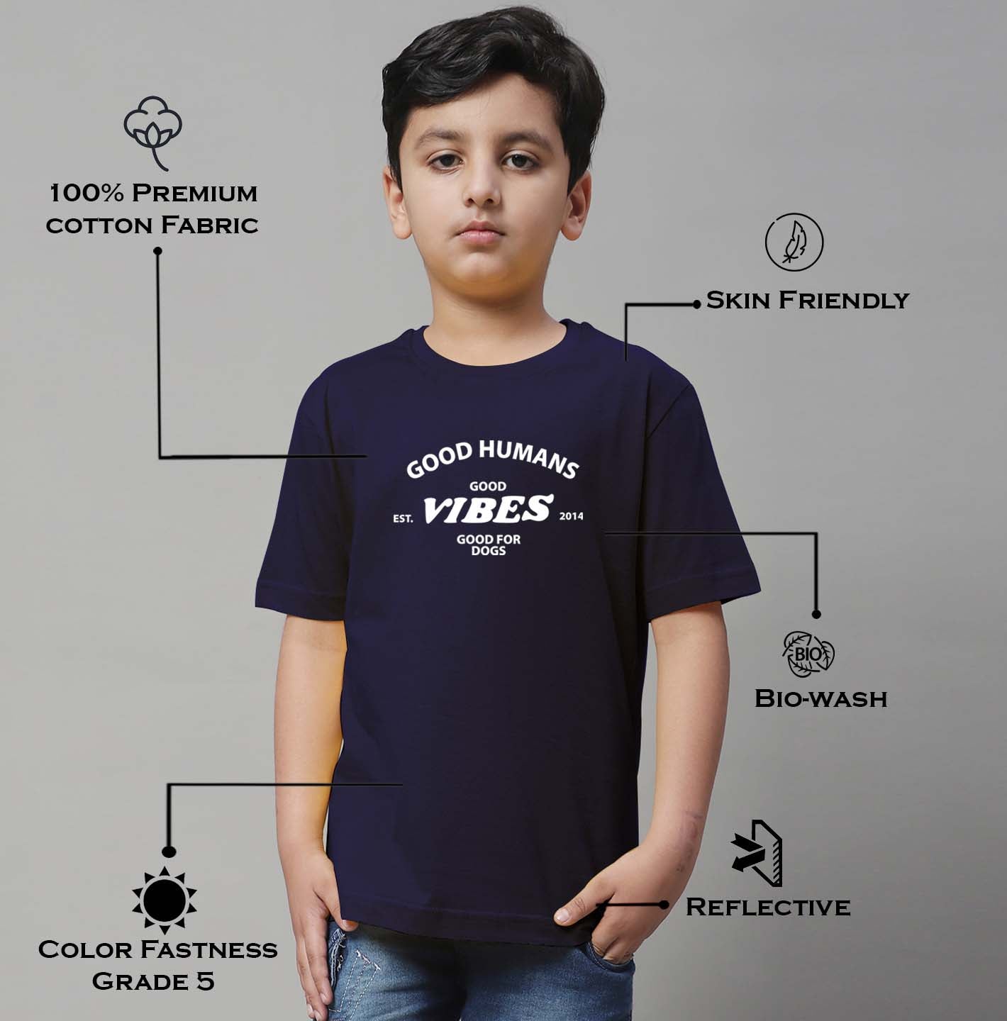 Boys Good Vibes Regular Fit Printed T-Shirt - Friskers